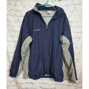 Reebok Mens Full Zip Windbreaker Jacket‎ Navy Gray White Size M